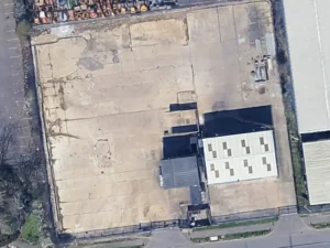 Aerial photo open storage site, Basildon, essex