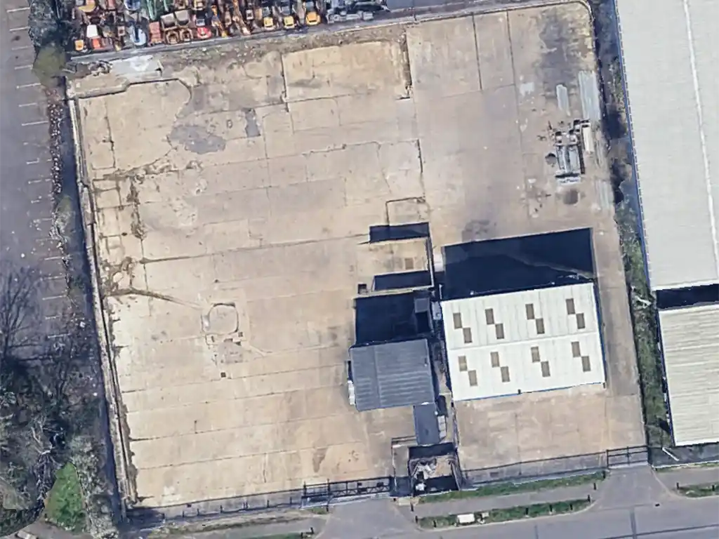 Aerial photo open storage site, Basildon, essex