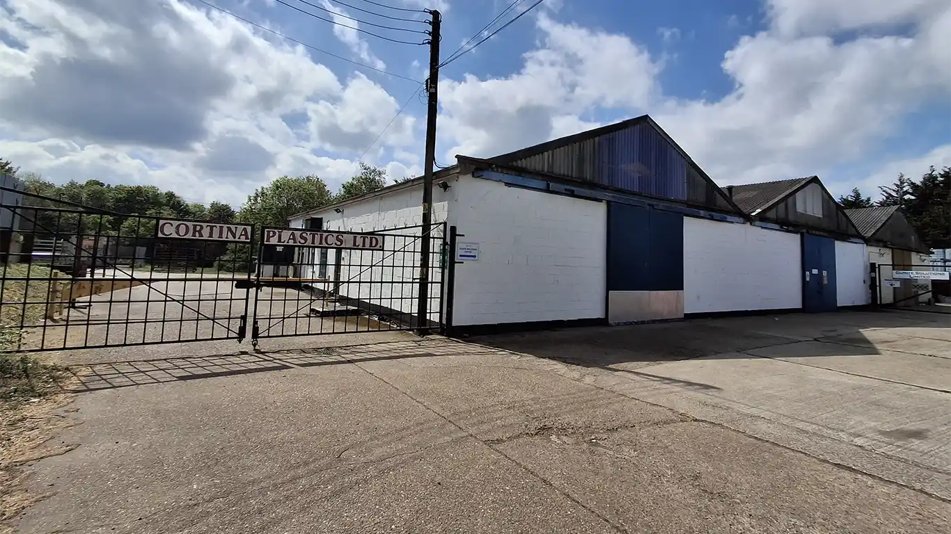Industrial warehouse unit with yard for sale on Boreham Industrial Estate, Chelmsford.